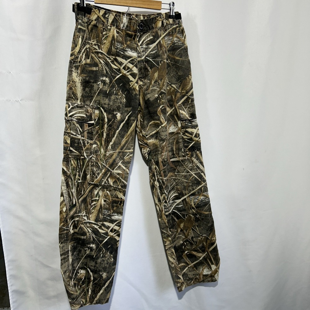 Men's Realtree Max 5 Camo Cargo Hunting Pants Waterfowl Marsh Cotton Small